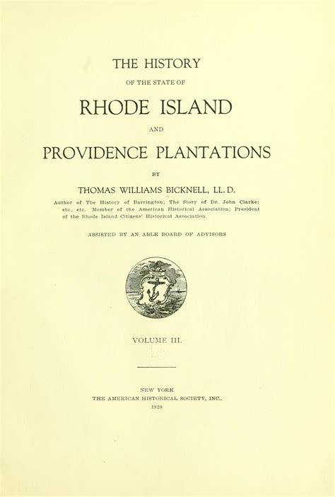 The History Of The State Of Rhode Island And Providence Plantations Bicknell Thomas Williams