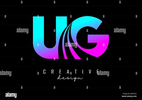 Creative Colorful Letter UG U G Logo With Leading Lines And Road