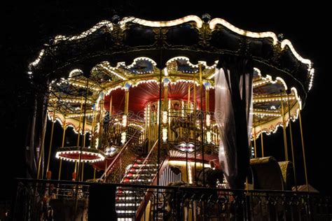 Carousel Merry Go Round With Light At Night Stock Photo Image Of