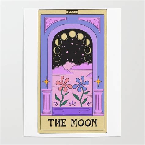 The Moon Tarot Card Poster By Moss And Moon The Moon Tarot Card The