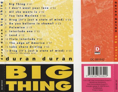 Classic Rock Covers Database Duran Duran Big Thing 1988