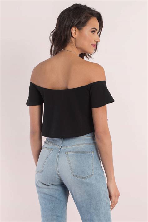 Sofie Sweetheart Off Shoulder Crop Top In Black 50 Tobi US