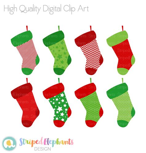 Christmas Stocking Clip Art Digital Clip Art Instant Download Commercial Use - Etsy