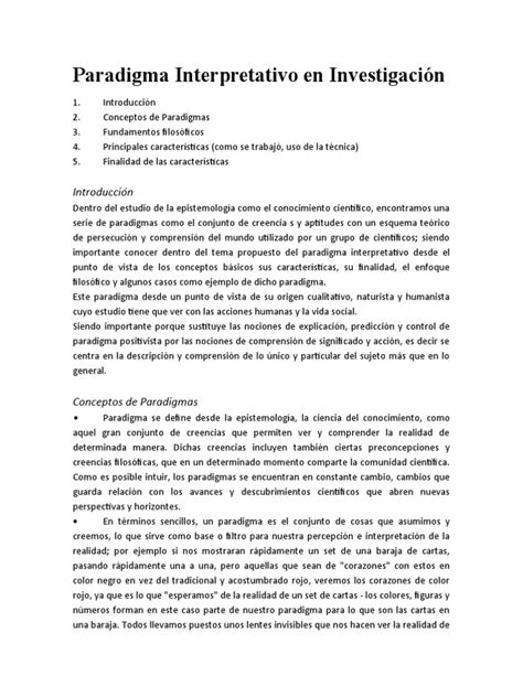 Paradigma Interpretativo En Investigación Pdf Paradigma Comprensión