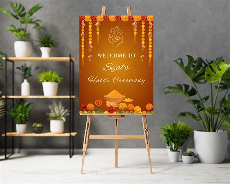 Haldi Welcome Sign As Pithi Sign Indian Haldi Decor Wedding Haldi