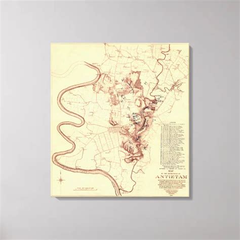 Battle of Antietam - Civil War Panoramic Map 5 Canvas Print | Zazzle