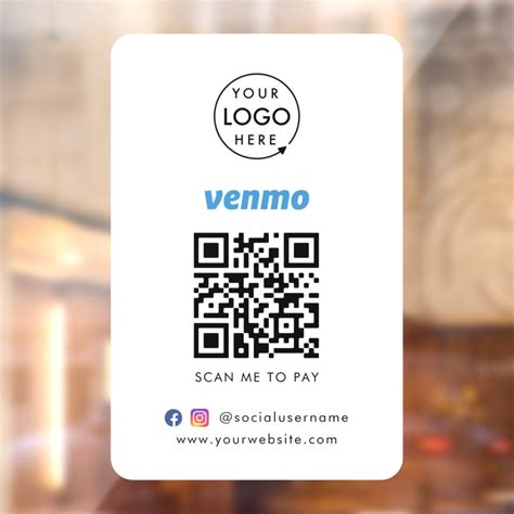 Venmo QR Code Payment Scan To Pay Business Logo Window Cling Zazzle