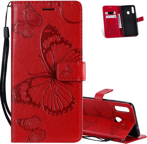 Emaxeler Motorola Moto E7 Case Shockproof Pu Leather Retro 3d Butterfly Embossed Wallet Flip