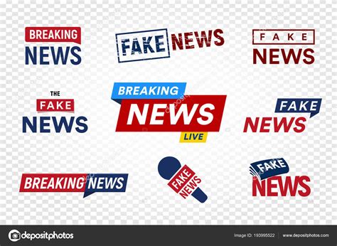 Breaking and fake news logo template on transparent background ...