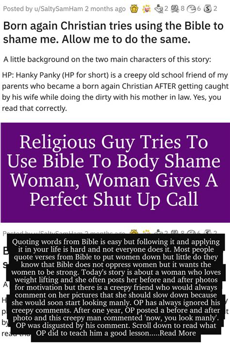 Religious Guy Tries To Use Bible To Body Shame Woman Woman Gives A Perfect Shut Up Call Artofit