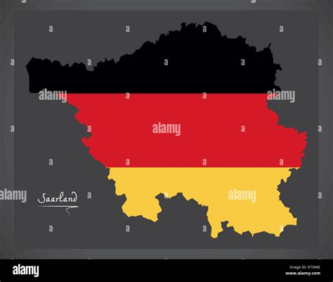 Saarland map of Germany with German national flag illustration Stock ...