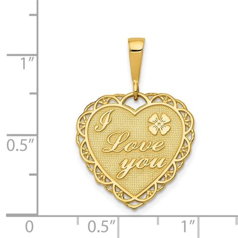 14k Yellow Gold Reversible I Love You Heart Charm Pendant Average