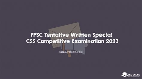 FPSC Tentative Written Special CSS Competitive Examination 2023