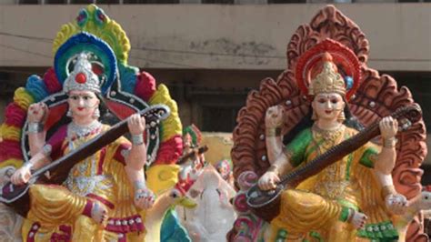 Delhi Attractive Idols Of Goddess Saraswati On Sale For Basant Panchmi