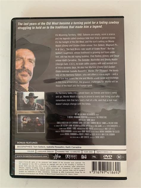 Monte Walsh Dvd 2003 Tom Selleck Isabella Rossellini All Regions