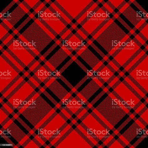 Black Red Plaid Pattern Seamless Vector Graphic Herringbone Diagonal