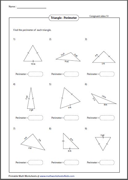 Triangles Worksheets