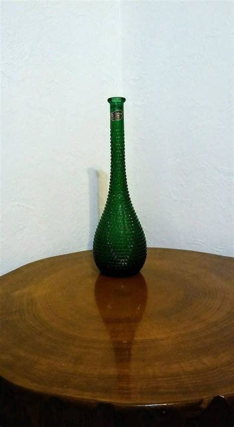 Mid Century Rossini Empoli Glass Decanter Bottle In Verde Green