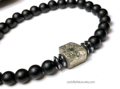 Quite A Rock—raw Pyrite Fools Gold Bracelet With Hematite And Onyx