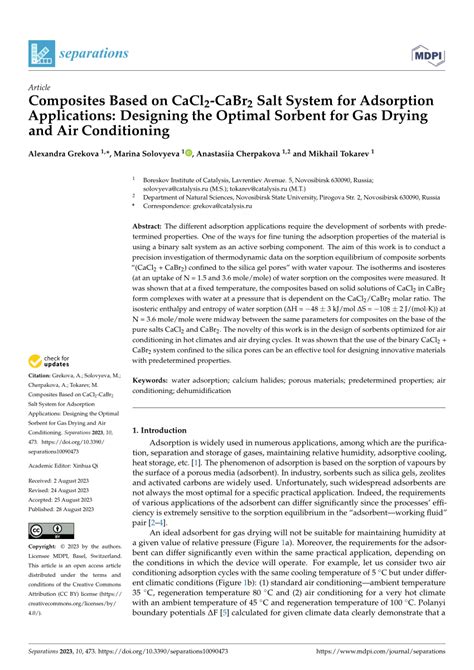 Pdf Composites Based On Cacl Cabr Salt System For Adsorption