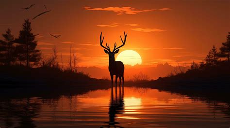 Deer silhouette at sunset 27596733 Stock Photo at Vecteezy