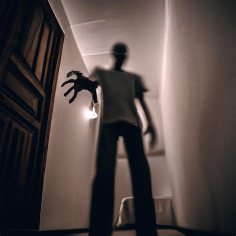 Surreal Creepy Dark Room With Tall Shadowy Disfigured Figure