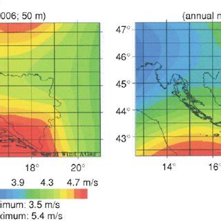 Average Annual Wind Speed And Wind Power At Height M Above Ground