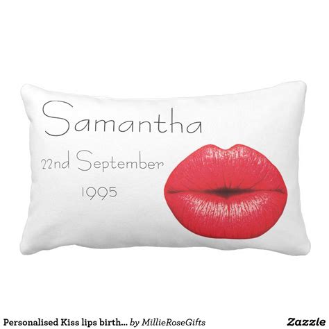 Personalised Kiss Lips Birthday Lumbar Pillow