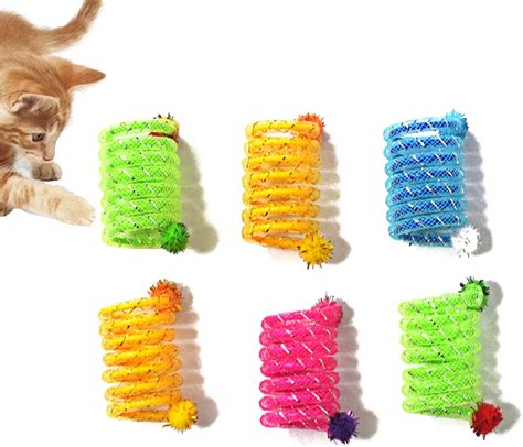 Iuhkbh Cat Springs 6 Pcs Colorful Springs Cat Toys Interactive Cat Toy Plastic