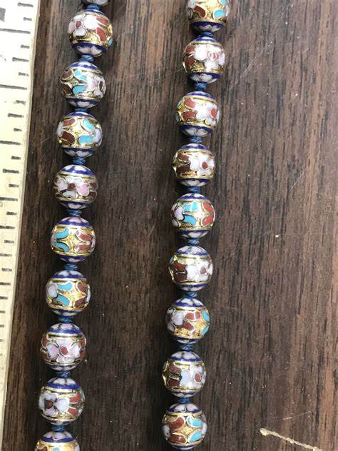 Vintage CHINESE Cloisonne Enamel Hand Knotted Bead NE Gem