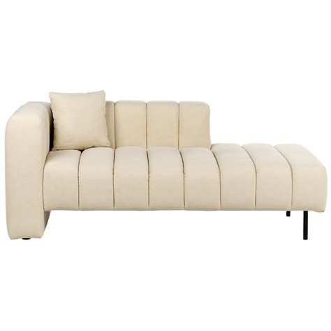 Beliani Chaise Longue De Terciopelo Blanco Crema Izquierdo Lannils