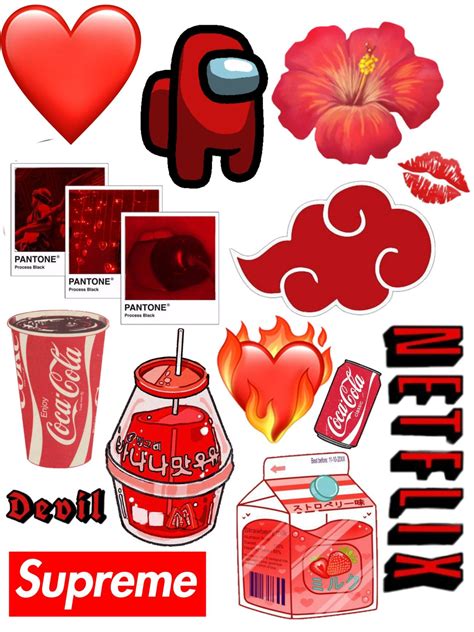 Printable Sticker Rote Sticker Red Sticker Set Vsco Wallpaper