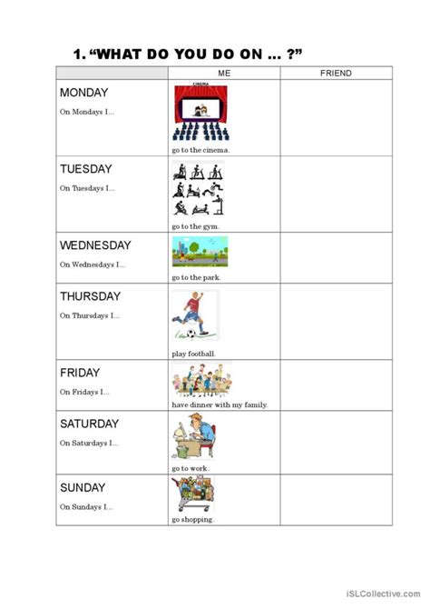 Days Of The Week Activities Discussi English Esl Worksheets Pdf Doc