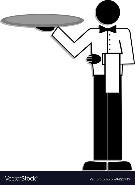 Waiter Draw Royalty Free Vector Image Vectorstock