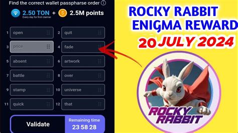 Rocky Rabbit Enigma Reward Rocky Rabbit Enigma July Youtube