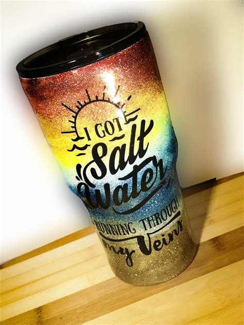 Personalized Beach Theme Glitter 30 Oz Tumbler JC Boutique