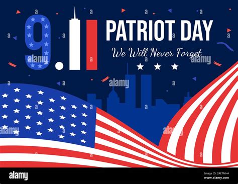 Happy Usa Patriot Day Vector Illustration With United States Flag 911