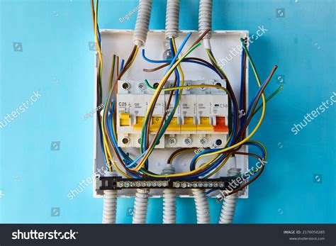assembling single phase consumer unit household stock photo