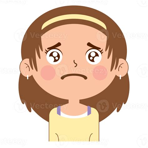 girl sad face cartoon cute 14428719 PNG