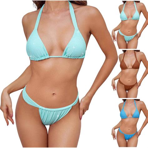 Elainilye Fashion Womens Bikini Swimsuits Two Piece Bathing Suit Solid