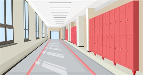 Premium Vector | School hall with school lockers interior flat style ...