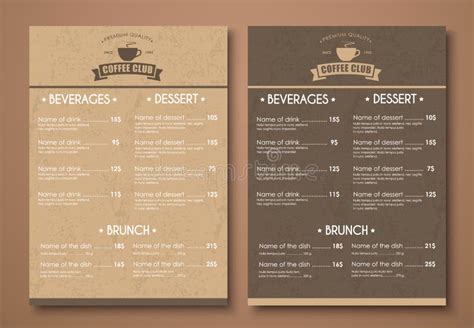 Design A Menu For The Cafe Shops Or Caffeine In A Retro Style Stock