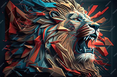 Premium Photo Poster Of Lion Roaring Abstract Poster Of A Dangerous