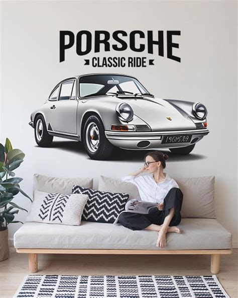 Vintage Porsche Wall Decal Watercolor Porsche Wall Art Classic Car Wall