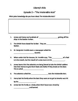 a libertys kids episode 01 40 worksheet ans sheet - a libertys kids ...