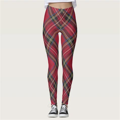 Red Tartan Plaid Pattern Scottish Clan Heritage Leggings Zazzle