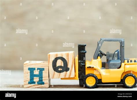 Toy Forklift Hold Letter Block Q To Complete Word Hq Abbreviation Of