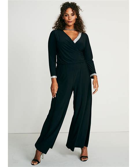 Msk Plus Size Rhinestone Palazzo Jumpsuit And Reviews Pants And Capris