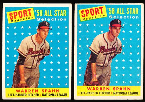 Lot Detail 1958 Topps Bb 494 Warren Spahn All Star 2 Cards