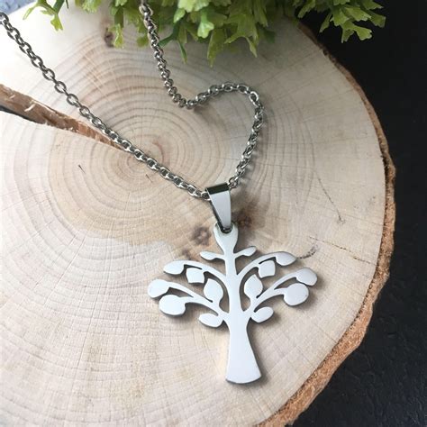 Arbre De Vie Collier Pendentif En Acier Inoxydable Tree Of Etsy